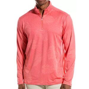 Tommy Bahama Mens XL Delray Frond Lightweight Half Zip Pullover Dubarry Coral